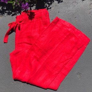 Linen Hot Pink LOFT pants